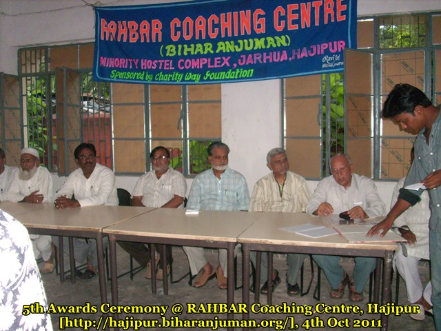 5th Awards Ceremony @ RAHBAR Coaching Centre Hajipur, on 4th Oct 2011