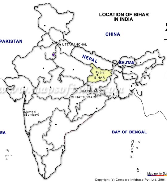 Location of Bihar and Jharkand