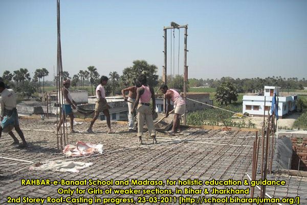 RAHBAR-e-Banat Roof Slab of 2nd storey being cast on 23rd March 2011