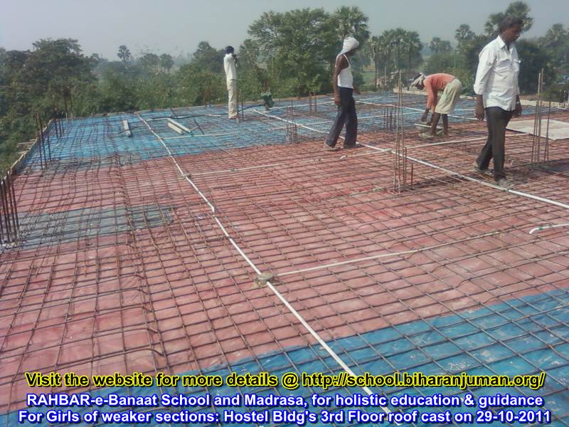 RAHBAR-e-Banat Roof Slab of 3rd storey being cast on 29th Oct 2011