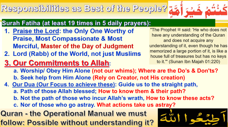 Surah Fatiha and Our Commitment to Allah (at least 19 times daily) [Fundamental Misconceptions Weakening the Foundation of Muslim Faith - Part1]